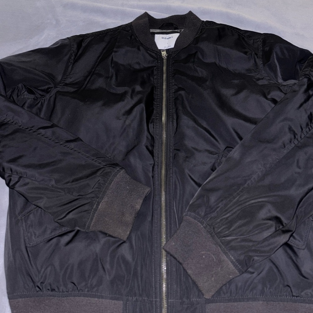 Black Men’s Old Navy Bomber Jacket| Retro Style | Mens Windbreaker| Jacket |Coat - Picture 3 of 9